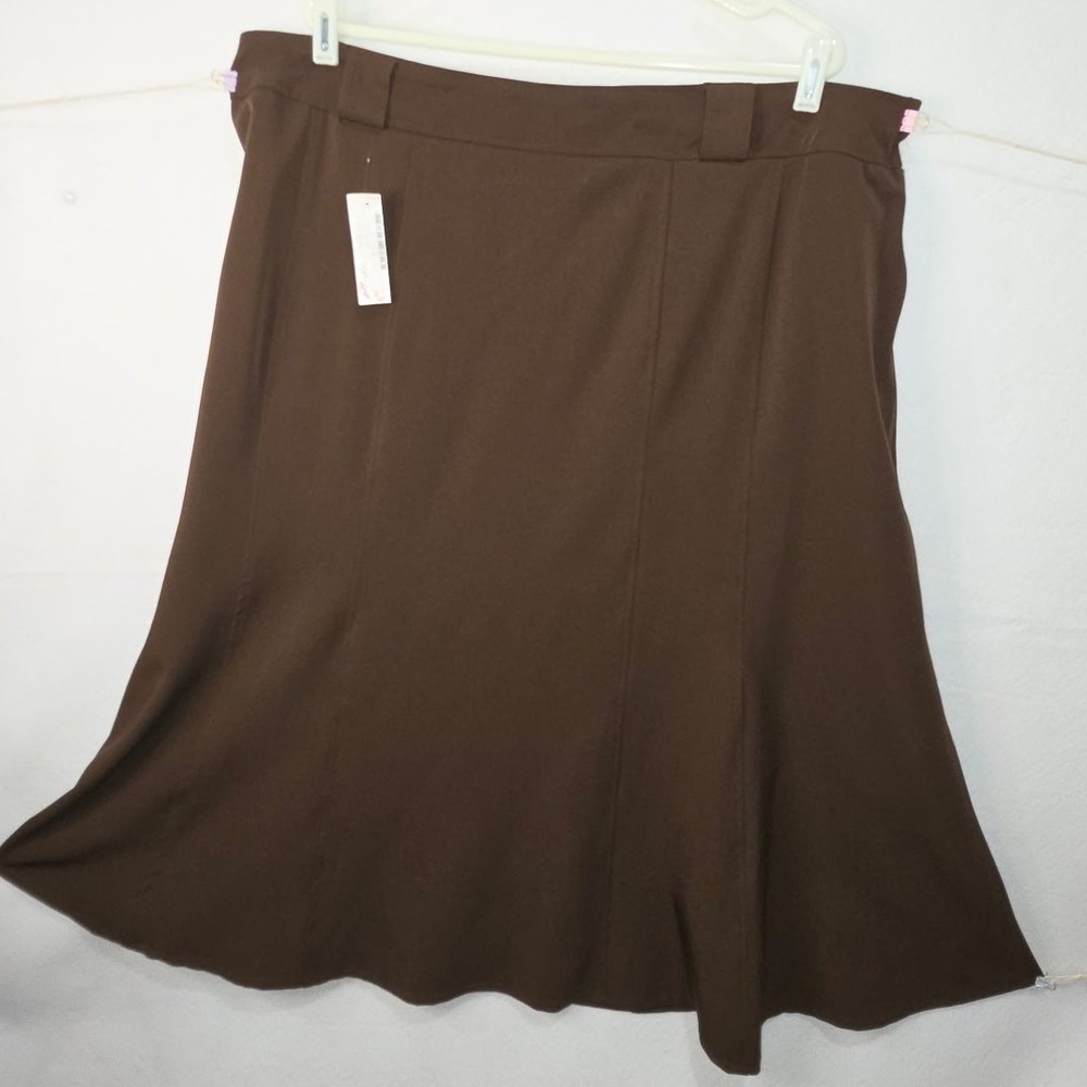 Multiples Brown A-Line Midi Skirt Plus Size 20W Panelled Lined Workwear Casual